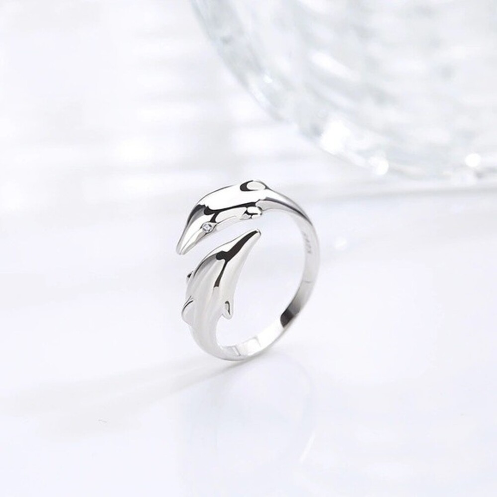 Sterling s925 silver Dolphin Wrap Ring Adjustable - Picture 3 of 4